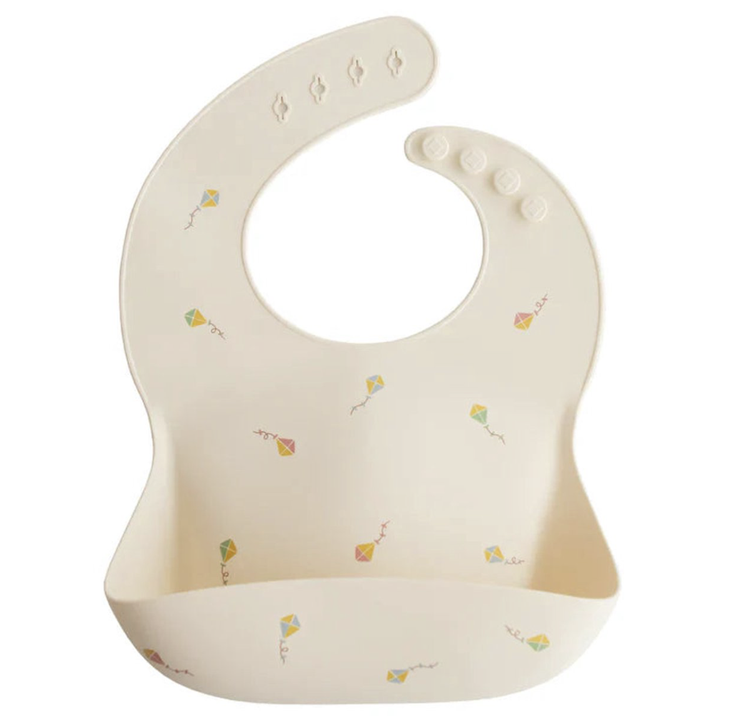 Mushie | Slabbetje met Kruimelvanger Silicone  Kites