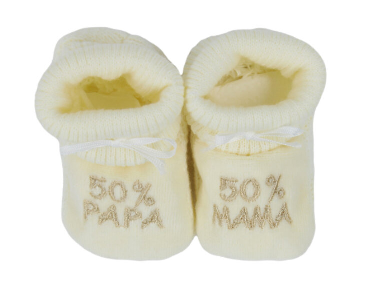 PetitVillain | Kousen/Slofjes Met Omslag 50% Mama 50% Papa Ecru One Size