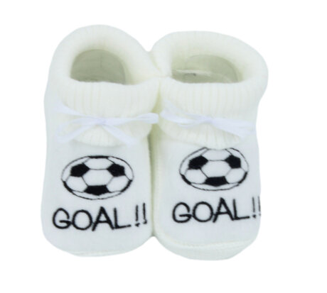 Petit Villain | Kousen/Slofjes Met Omslag Voetbal Goal Wit One Size