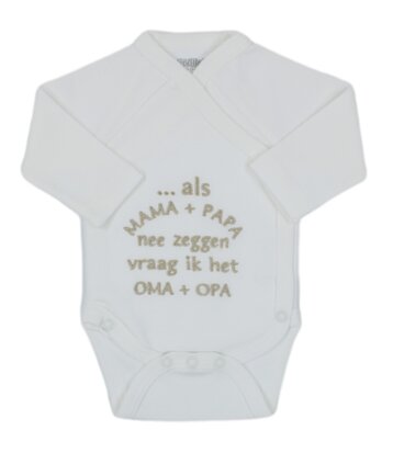 PetitVillain | Geboortebody Als Mama/Papa Nee Zeggen Dan Vraag Ik Het Oma/Opa Lange Mouw Ecru M50-62