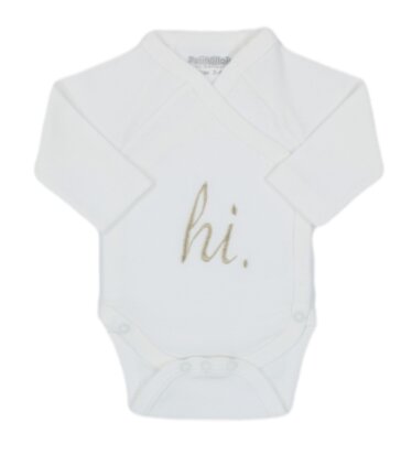 Petit Villain | Geboortebody Hi Lange Mouw Ecru M50-62