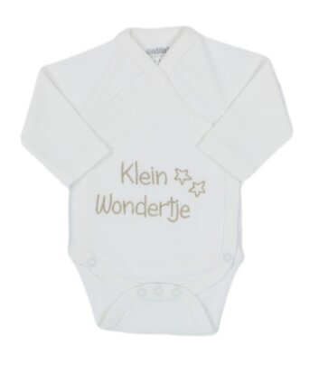 PetitVillain | Geboortebody Klein Wondertje Lange Mouw Ecru M50-62