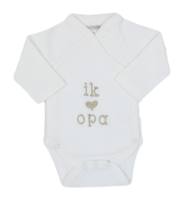 PetitVillain | Geboortebody Ik Hou van Opa Lange Mouw Ecru M50-62