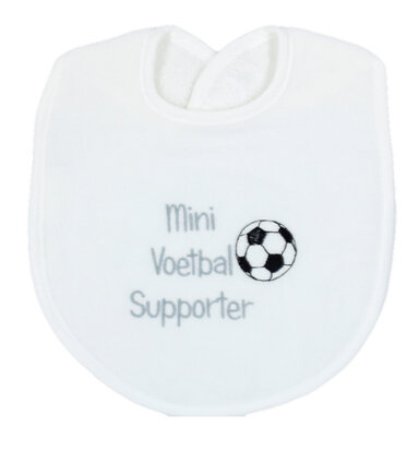 PetitVillain | Slabbetje Minivoetbal Supporter Badstof Wit/Grijs 25x34cm