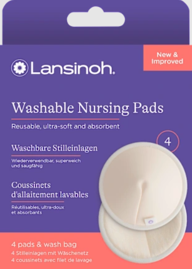 Lansinoh | Borstcompres, herbruikbaar, Washable Nursing Pads, wit, 4 stuk(s) 