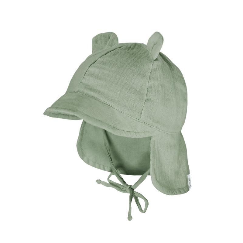 Maximo | Muts Zonnehoedje met Oortjes Muslin Groen