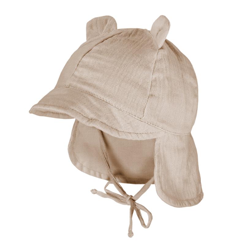 Maximo | Muts Zonnehoedje met Oortjes Muslin Beige