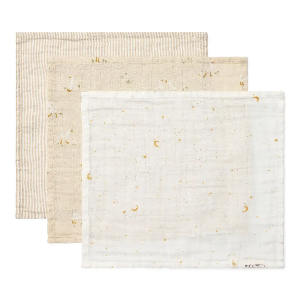 Little Dutch | Monddoekje Little Goose 25x25cm 3-pack