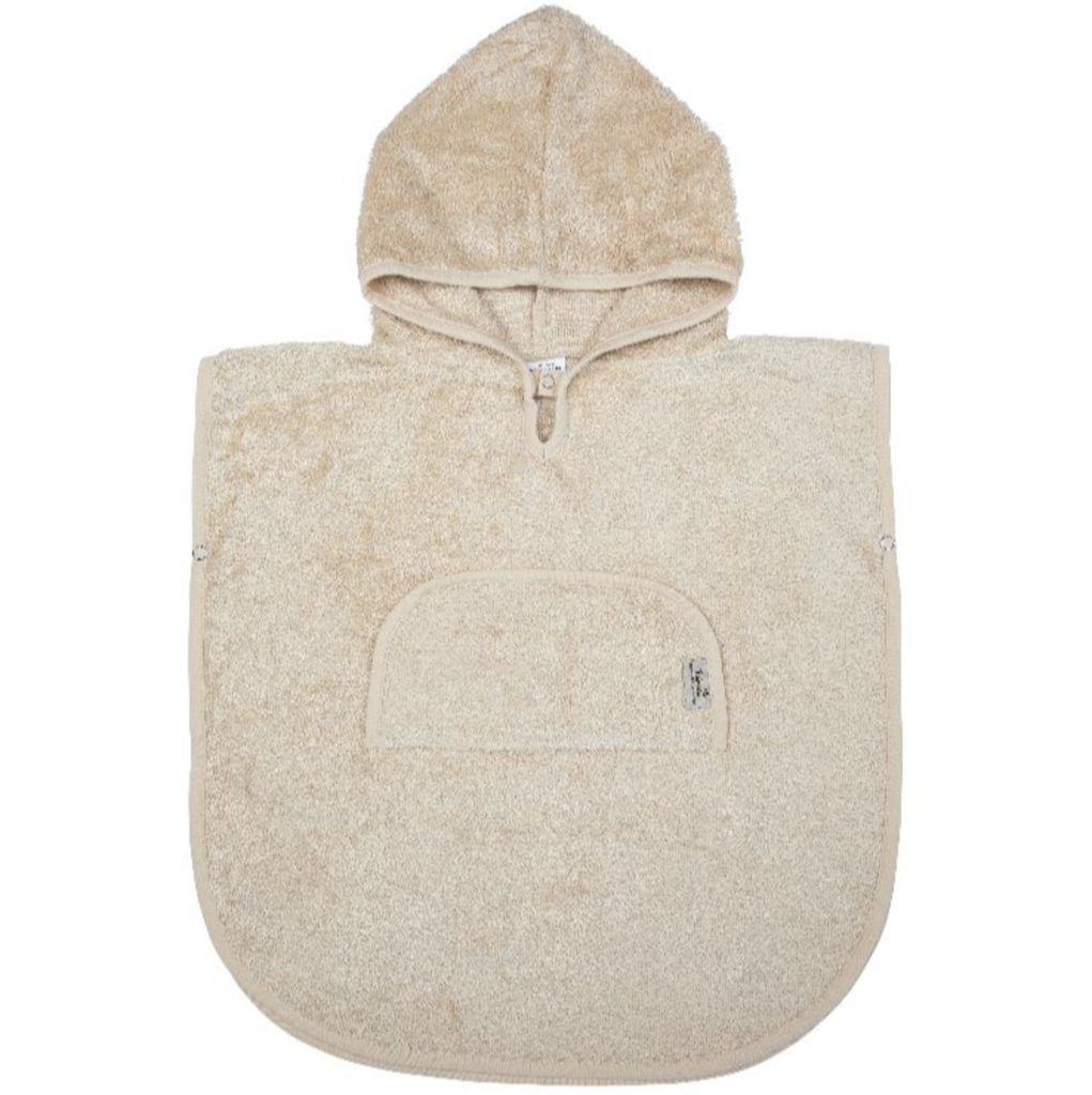 Timboo | Poncho Frosted Almond Bamboe met Kap V-hals met Drukknopensluiting M80-104 