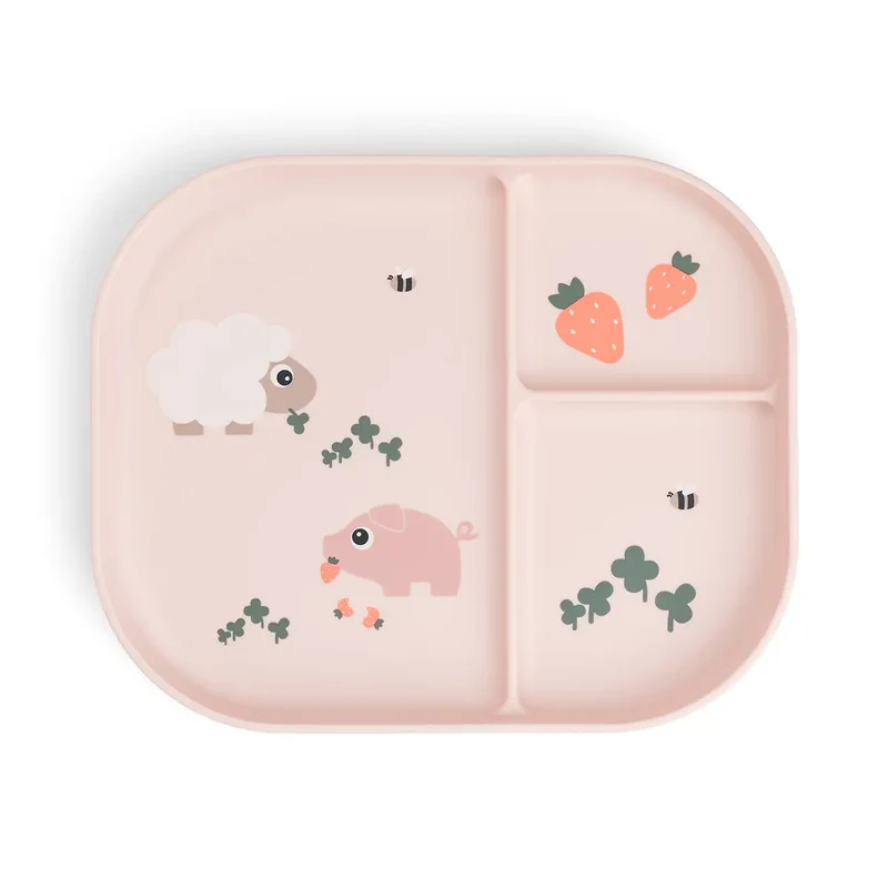 Done by Deer | Plat Bord Tiny Farm Powder Met Vakverdeling Roze