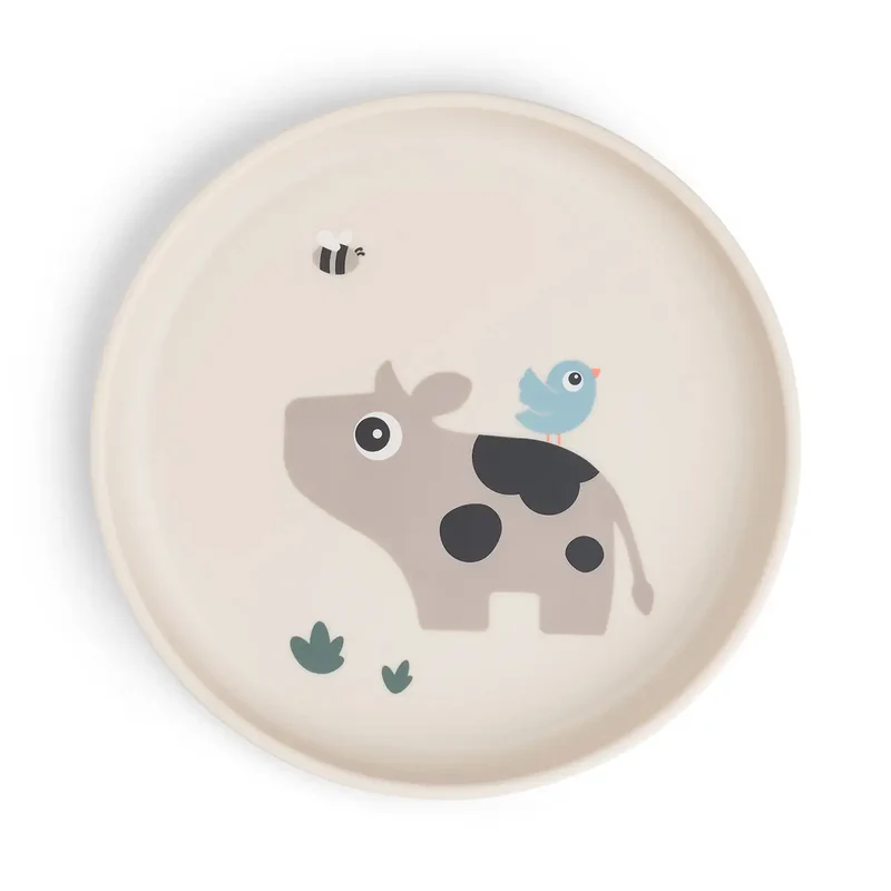 Done by Deer | Plat Bord Tiny Farm Rond Koe/Vogel Sand 