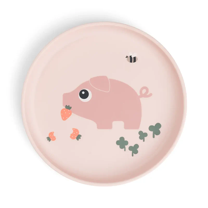 Done by Deer | Plat Bord Tiny Farm Rond Varken Powder Roze