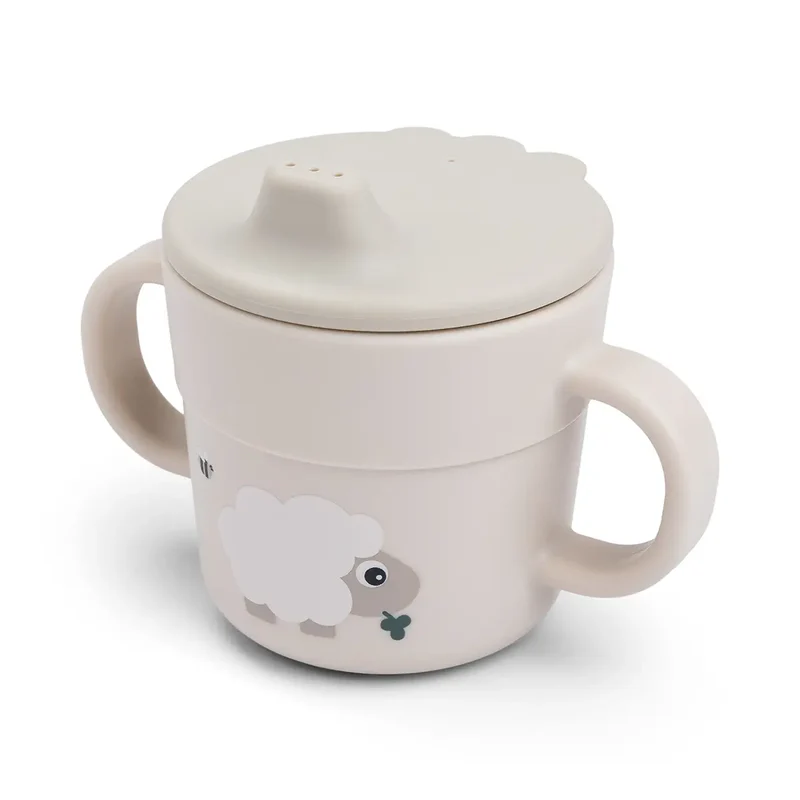 Done by Deer | Drinkbeker Tiny Farm Met Handvaten en Drinktuit Sand Beige