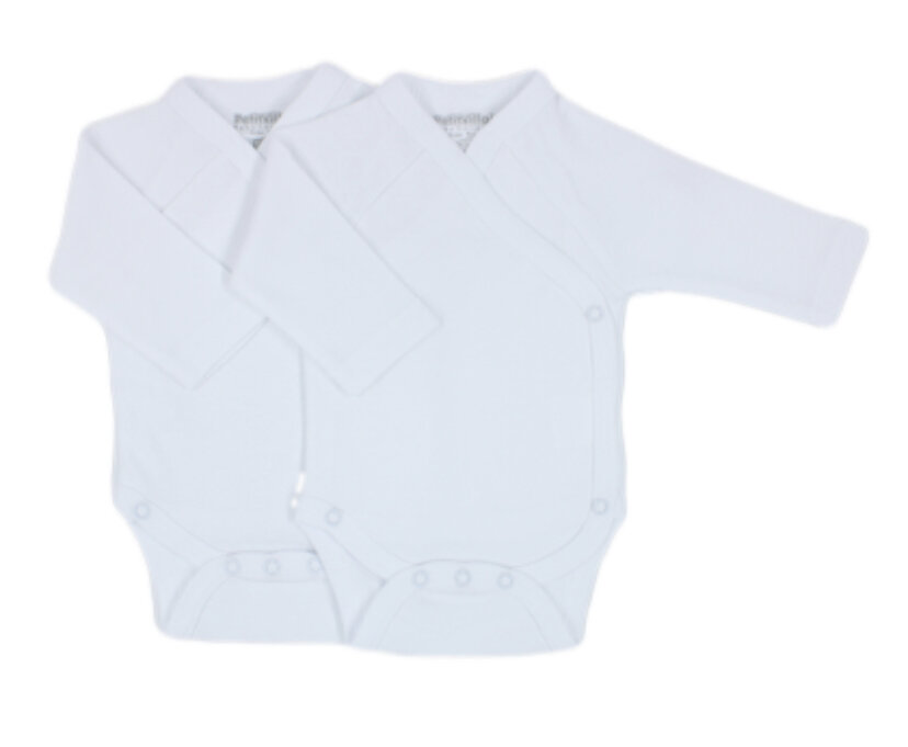 Petit Villain | Body met overslag Lange Mouw Wit 2st 100% Biologisch Katoen 