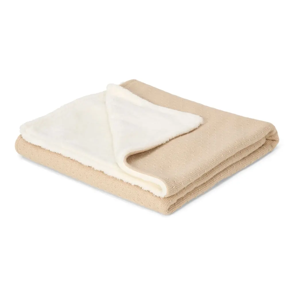 Little Dutch | Deken Wieg Pure Soft Beige Gebreid/Fleece 70x100cm