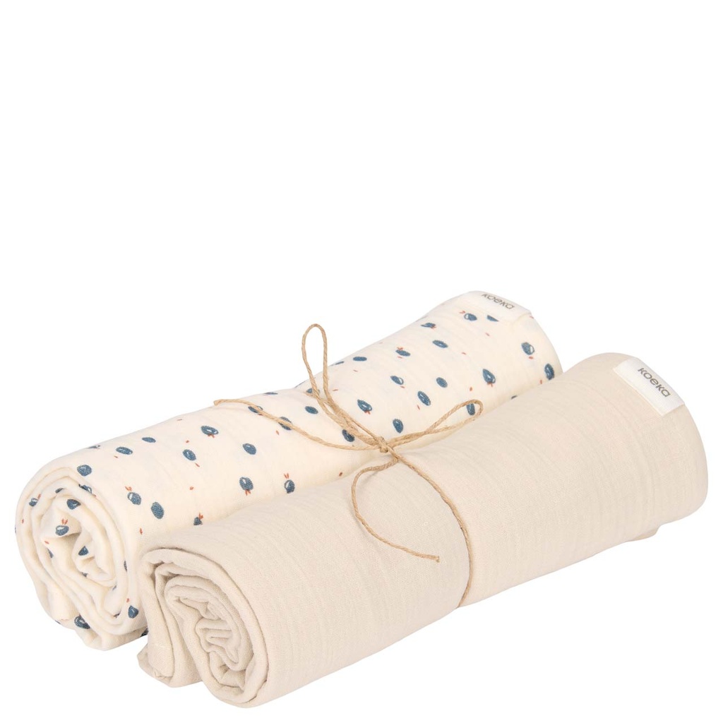 Koeka | Tetra Doek Lugo Hydrofiel Swaddle  Off White 75x75cm 2-pack