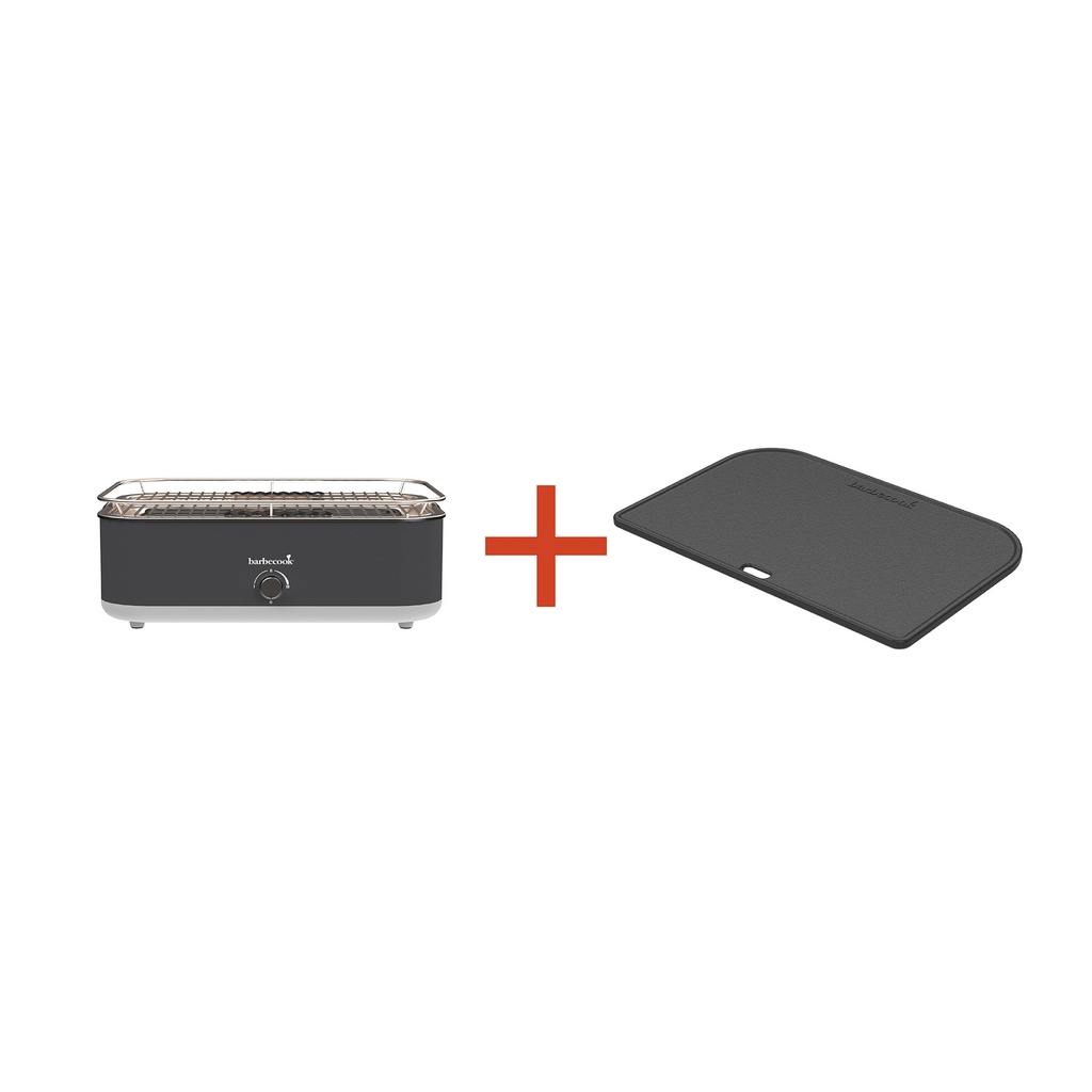 Barbecook | Promo Barbecook E-Carlo elektrische Tafelgrill Midnight Grey 42.5x33x16.5cm + Gratis Contactplaat