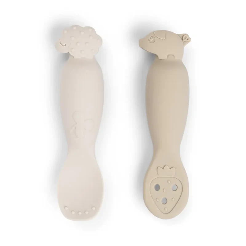 Done By Deer | Lepel Tiny Farm Sand Learning Spoon Ecru 2-pack