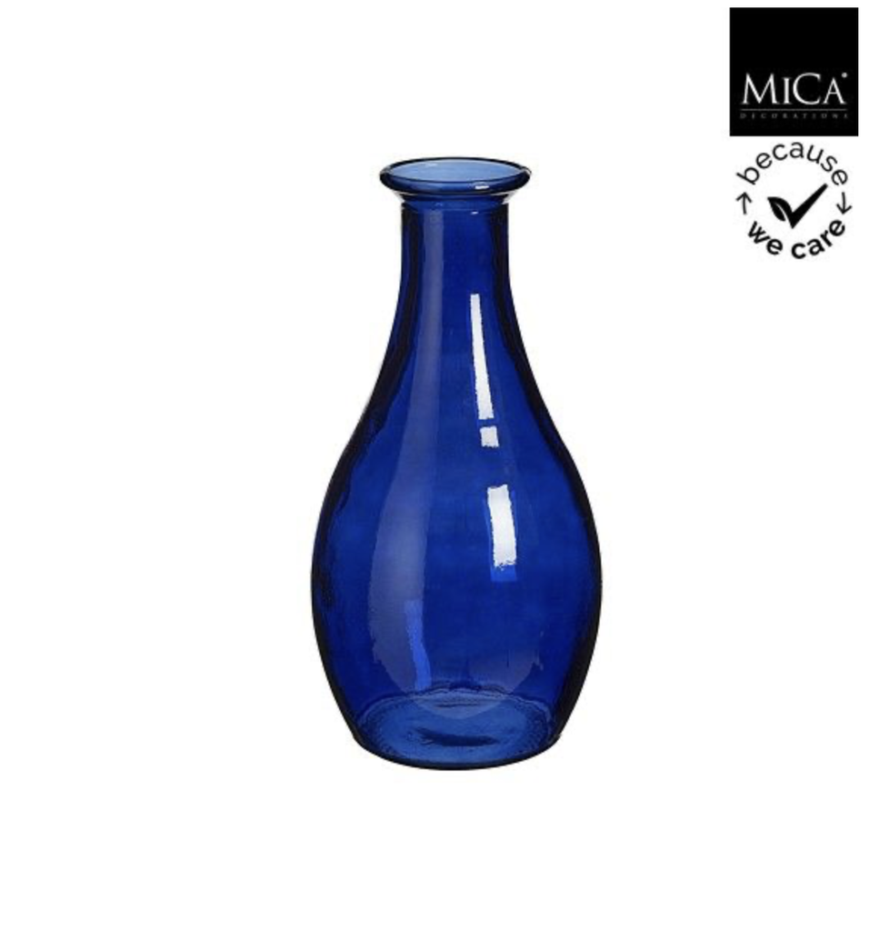 Mica | Vaas Qin Recycled Glas Blauw H40cm