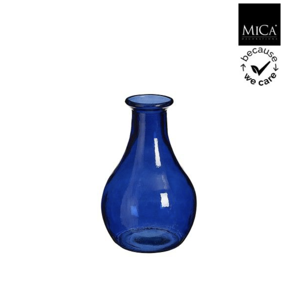 Mica | Vaas Qin Recycled Glas Blauw H31cm
