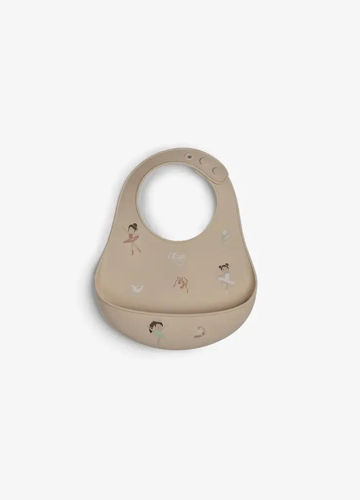 Citron | Slabbetje Ballerina Siliconen Met Kruimelvanger Ecru All Over Ballarina