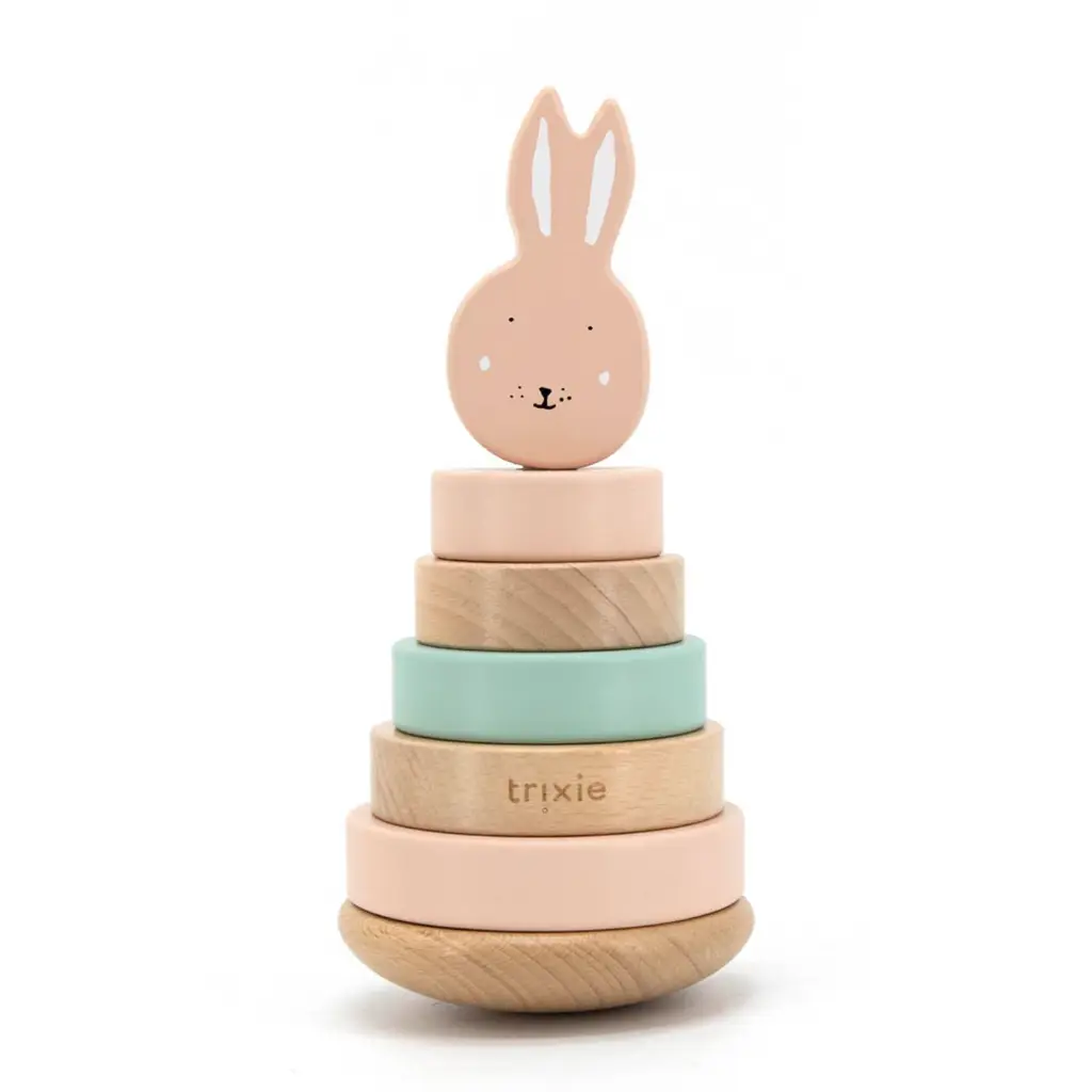 Trixie | Stapelpyramide Mrs. Rabbit Stapeltoren Hout Roze 10x10x18,5cm