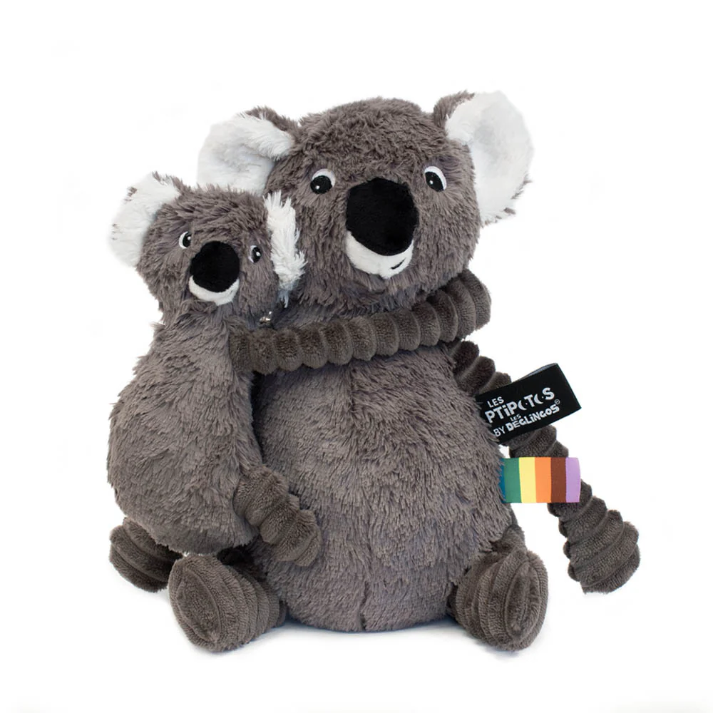 Les Ptipotos | Knuffel Plush Trankilou The Koala Mama en Baby Grijs