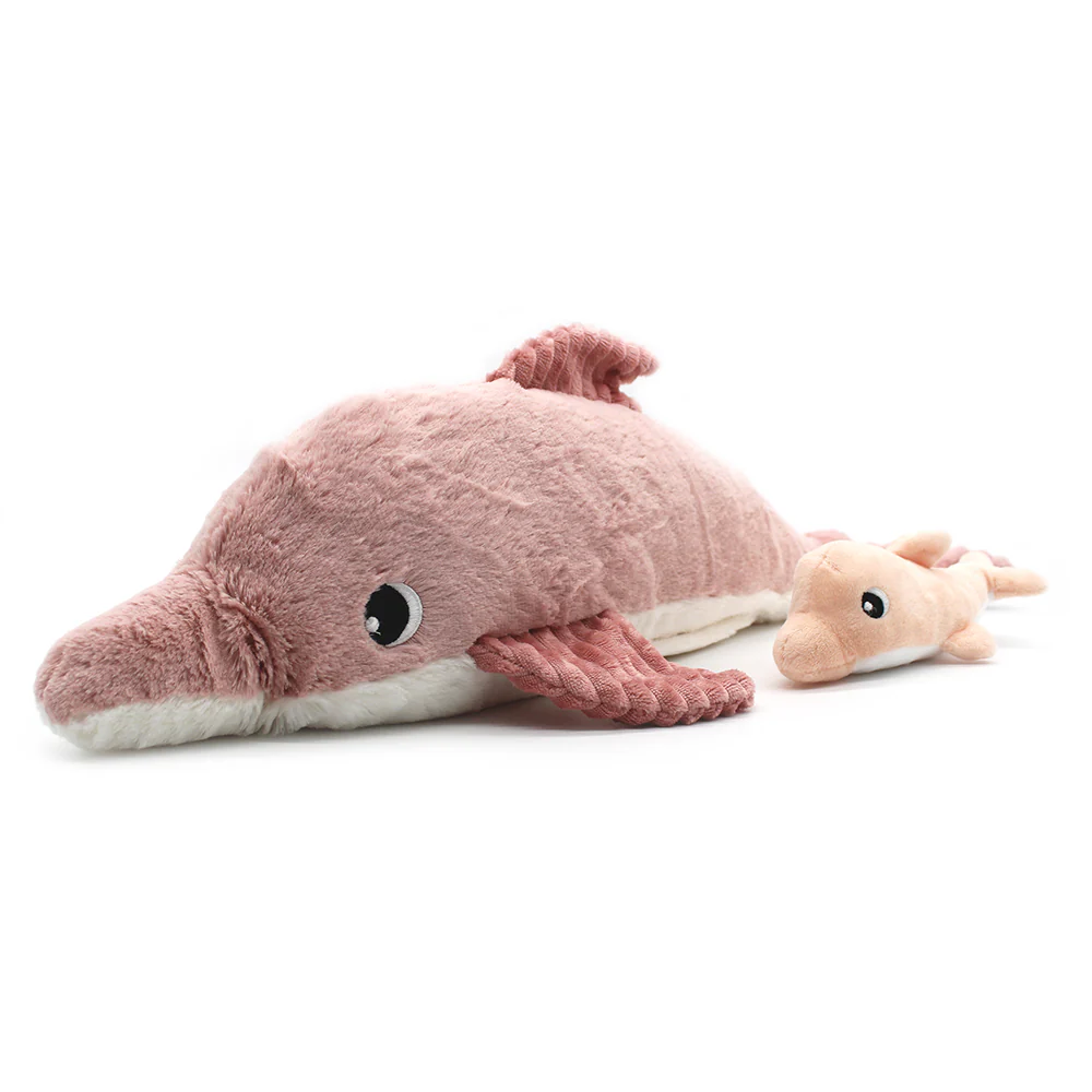 Les Ptipotos | Knuffel Pluche Tofou Dolphin Mama & Baby Rose