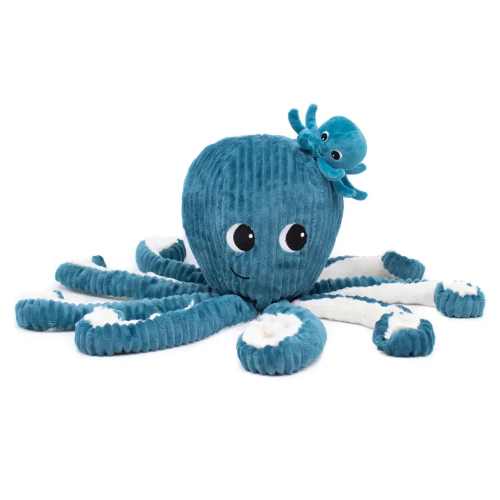 Les Ptipotos | Knuffel Plushe Filou The Octopus Mama & Baby Blauw