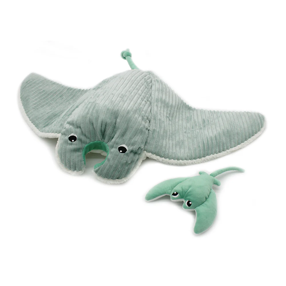 Les Ptipotos | Knuffel Plushe Mantalou The Manta Ray Mama & Baby Mint