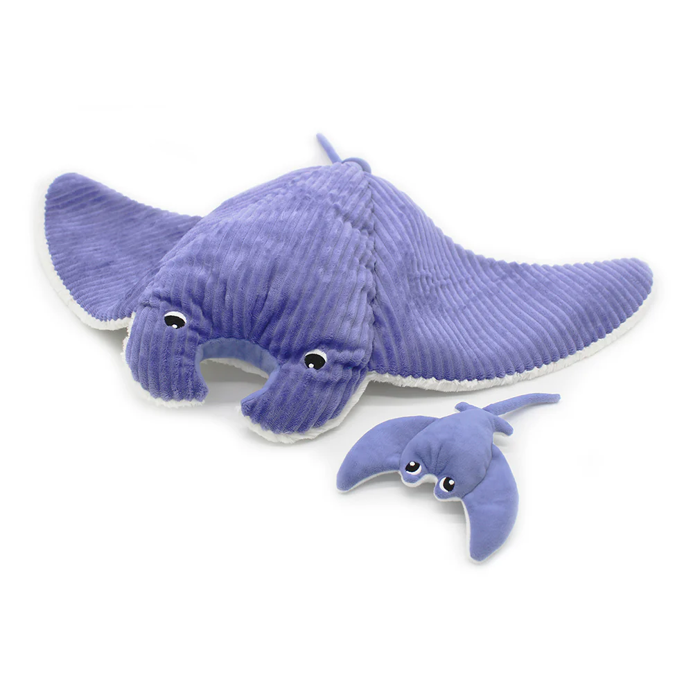 Les Ptipotos | Knuffel Plushe Mantalou The Manta Ray Mama & Baby Paars
