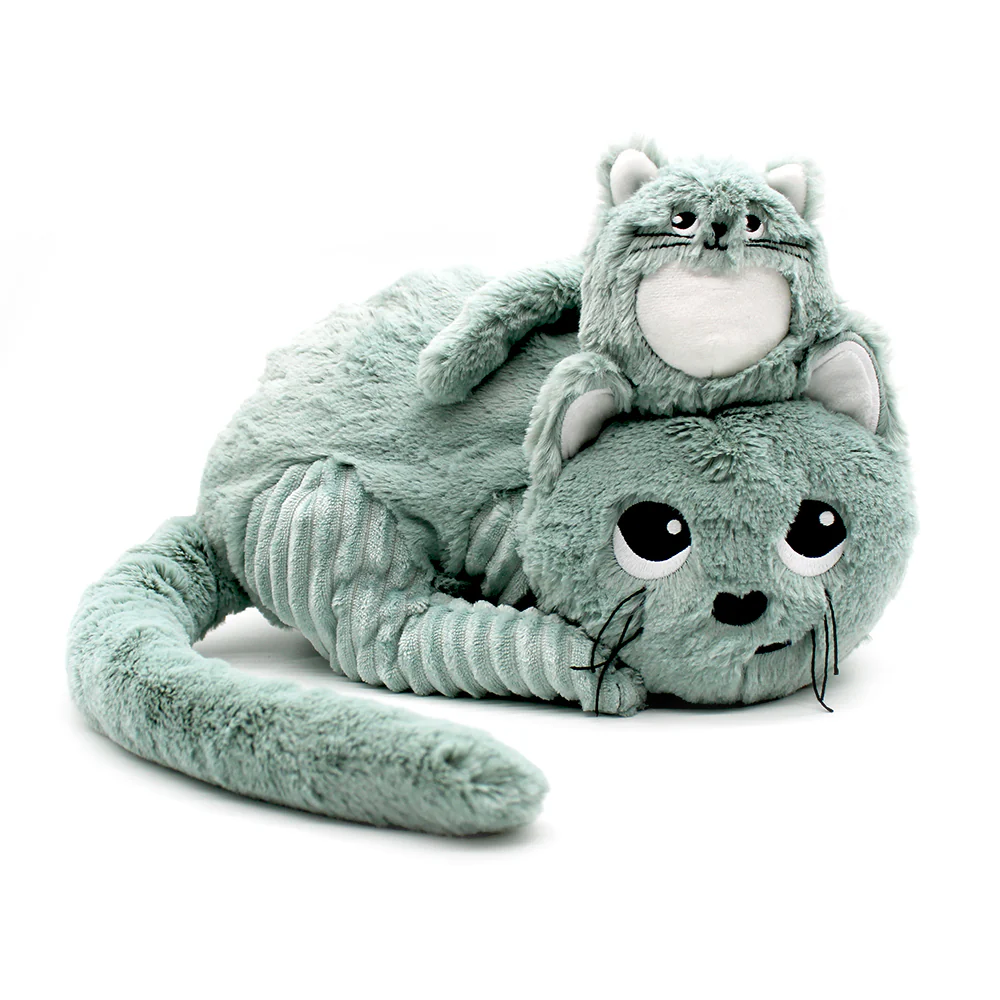Les Ptipotos | Knuffel Pluche Miaou Cat Mama & Baby Mint