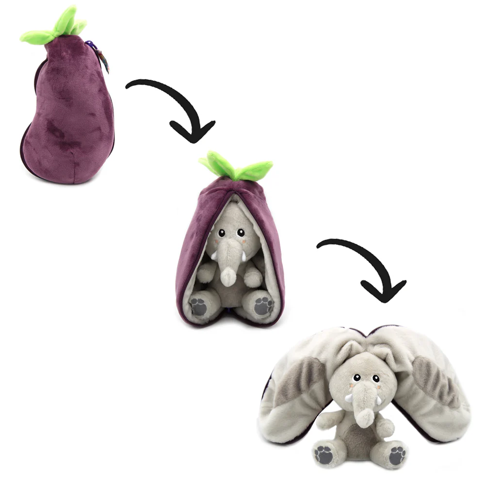 Flipetz | Knuffel Pluche Velvet The Elephant/Aubergine 
