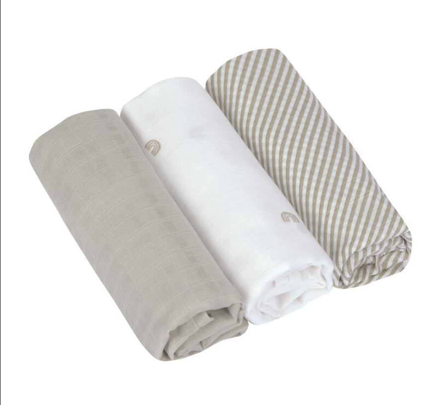 Laessig | Tetra Doek Swaddle Burp Blanket Rainbow 80x80cm 3-pack