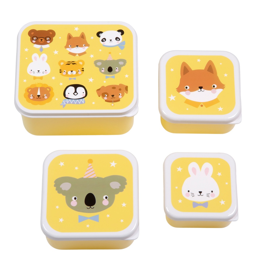 A Little Lovely Company | Bewaarpotje Lunch & Snackbox Animal Friends 4-delig