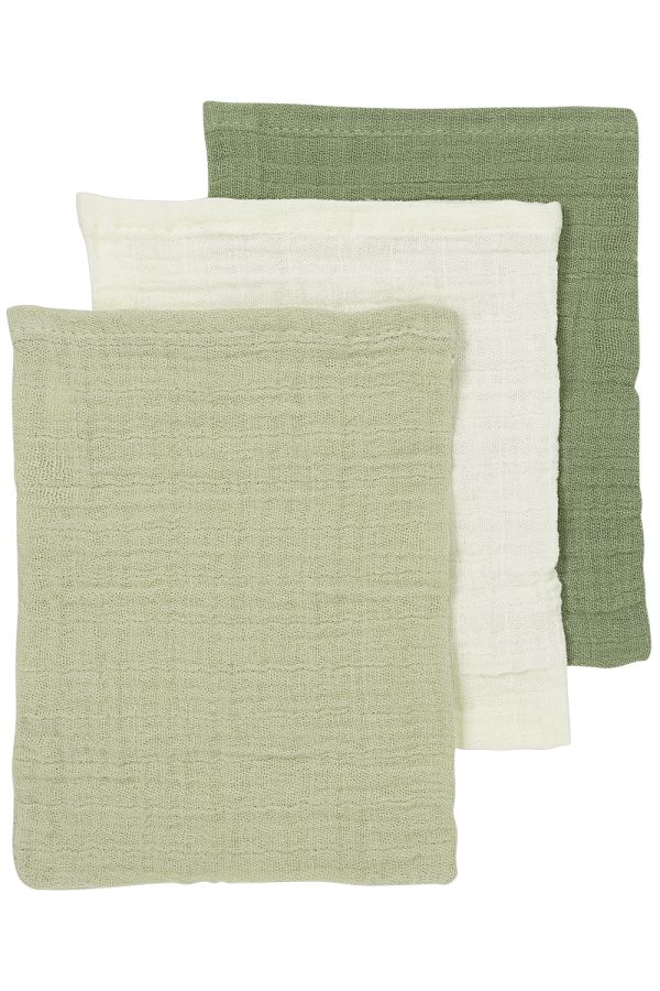 Meyco | Washandje Pre-washed Natural/Soft Olive/Olive Green Ecru/Groen 20x17cm