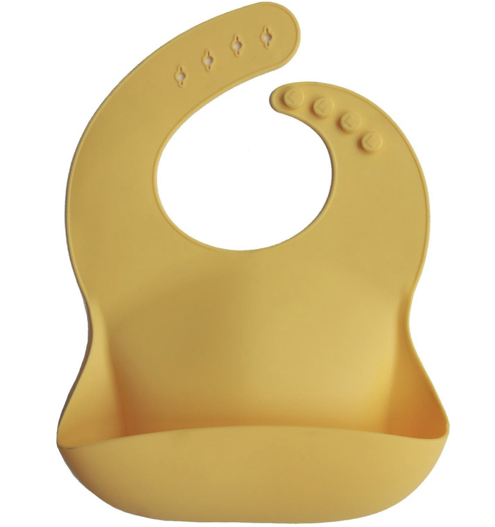 Mushie | Slabbetje met Kruimelvanger Silicone Mineral Yellow