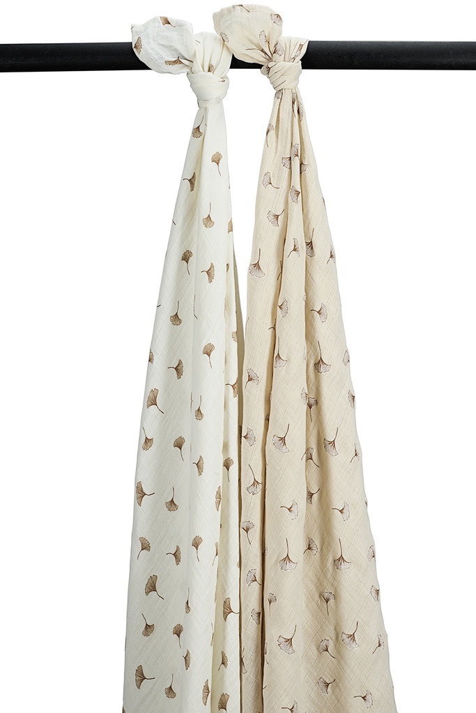 Meyco | Tetra Doek Ginkgo Pre-Washed Hydrofiel   Offwhite/Soft Sand 120x120cm
