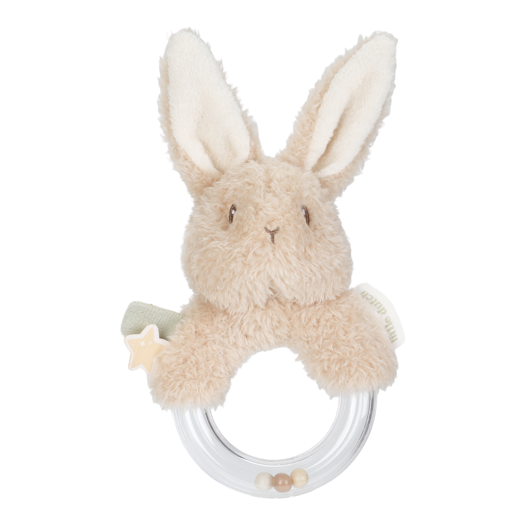 Little Dutch | Rammelaar Newborn Naturals Konijn Ringrammelaar Ecru