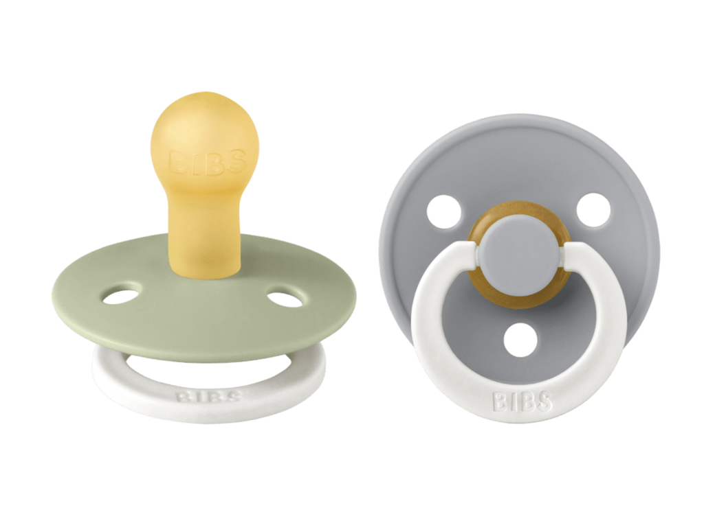 Bibs | Fopspeen T1 Glow Latex Rond Sage/Cloud 0-6m 2-pack