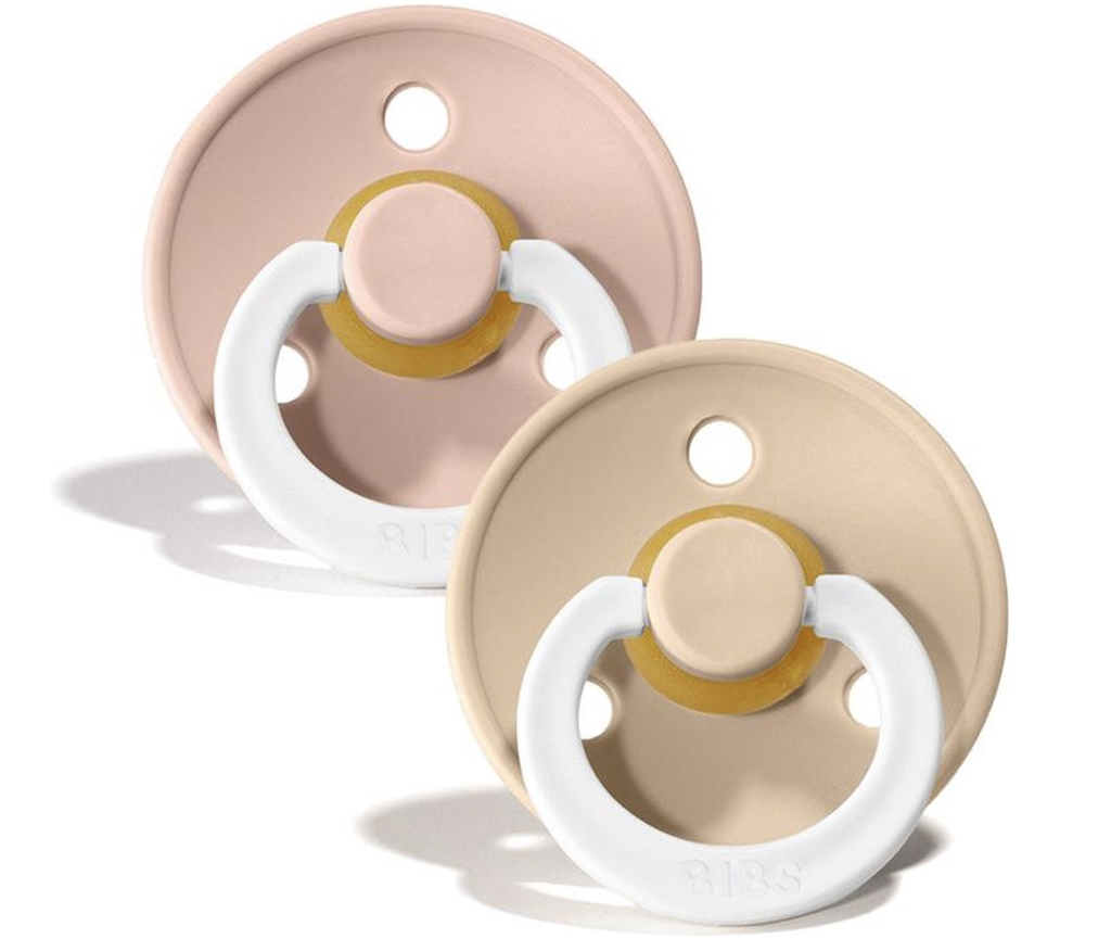 Bibs | Fopspeen T1 Glow Latex Rond Blush/Vanilla 0-6m 2-pack