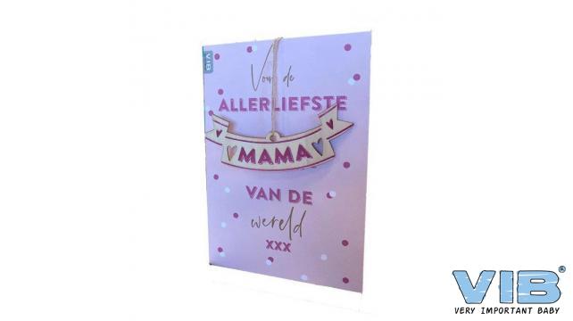 VIB | Wenskaart Allerliefste Mama van de Wereld Houten Hanger Mama Roze