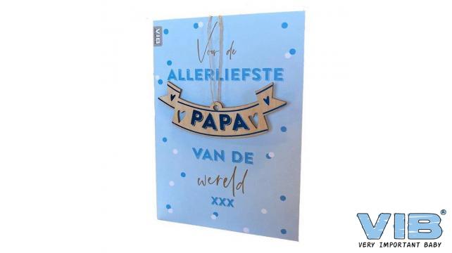 VIB | Wenskaart Allerliefste Papa Hanger Hout Papa Blauw