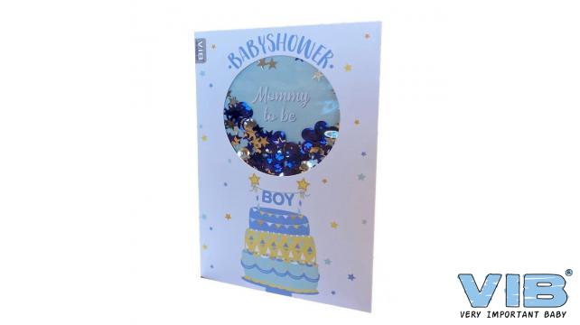 VIB | Wenskaart Babyshower Boy Confetti Blauw
