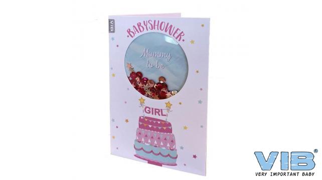 VIB | Wenskaart Babyshower Girl Confetti Roze