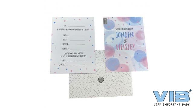 VIB | Uitnodiging Gender Reveal Party Jongen of Meisje met Envelop 6-pack