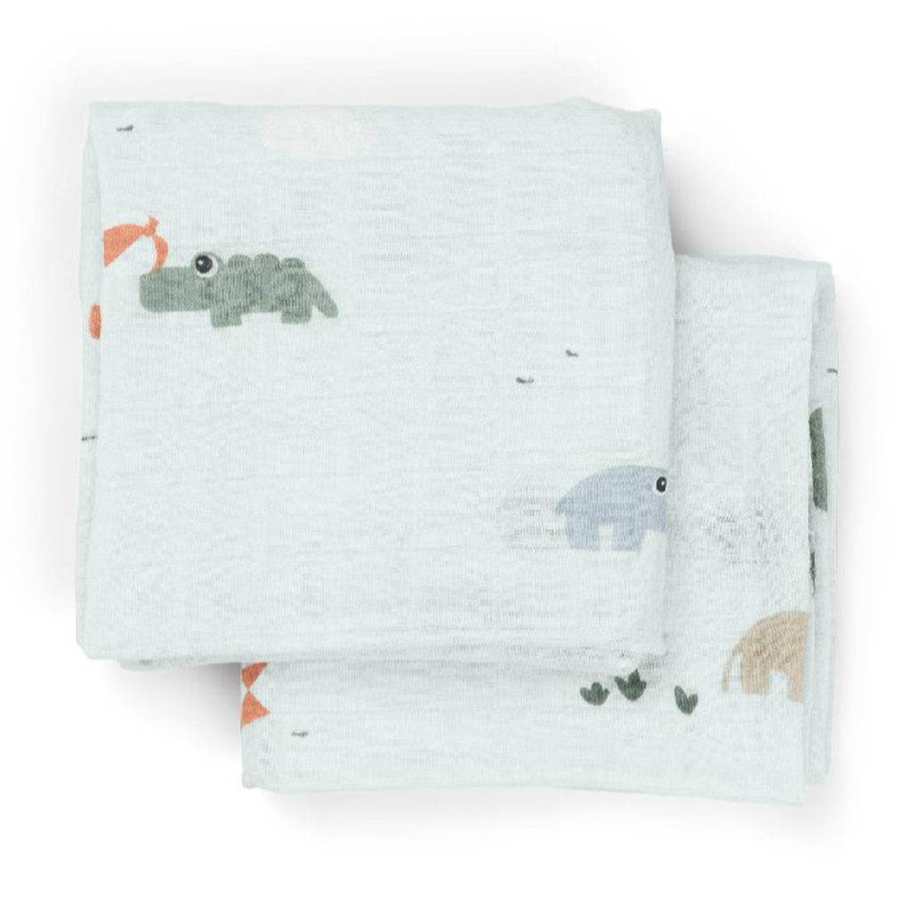 Done by Deer | Tetra Doek Playground Burp Cloth Blauw 65x65cm 2-pack