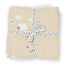 Done by Deer | Tetra Doek Tiny Farm Burp Cloth Sand 65x65cm 2-pack