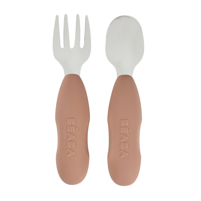 Beaba | Bestek Lepel/Vork RVS Terracotta 
