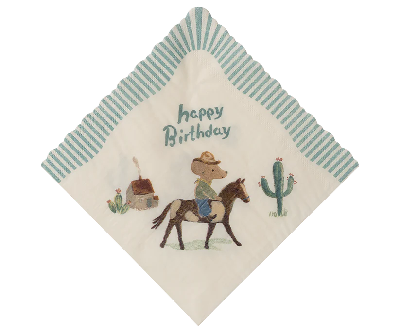 Maileg | Napkin, Happy birthday - Cowboy